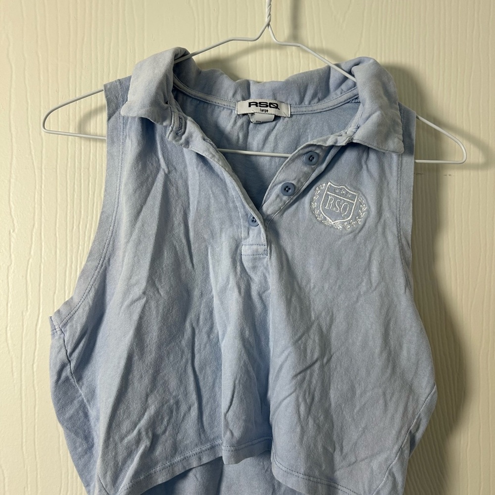 Light Blue RSQ Sleeveless Polo Shirt